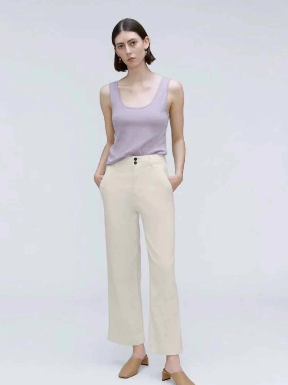 Everlane Ivory Organic Wide-Leg Pants